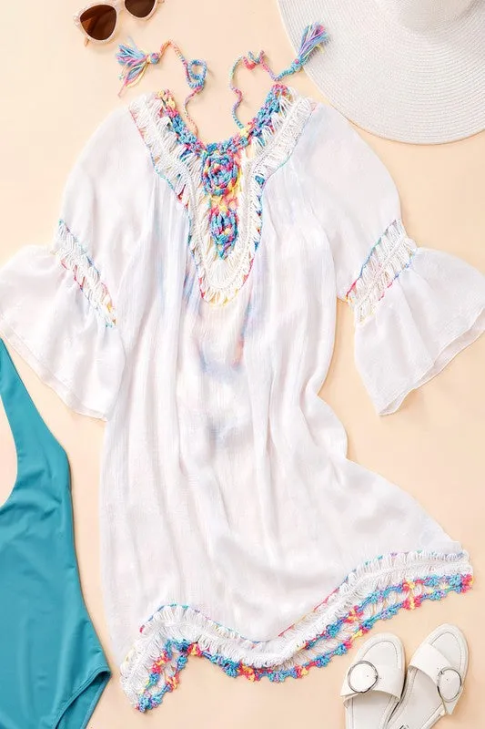 Flowy Bell Sleeve Beach Cover-Up