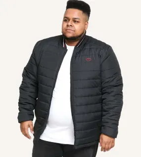 Big Mens Black Puffer Jacket With Rib Collar (JEREMY 2)