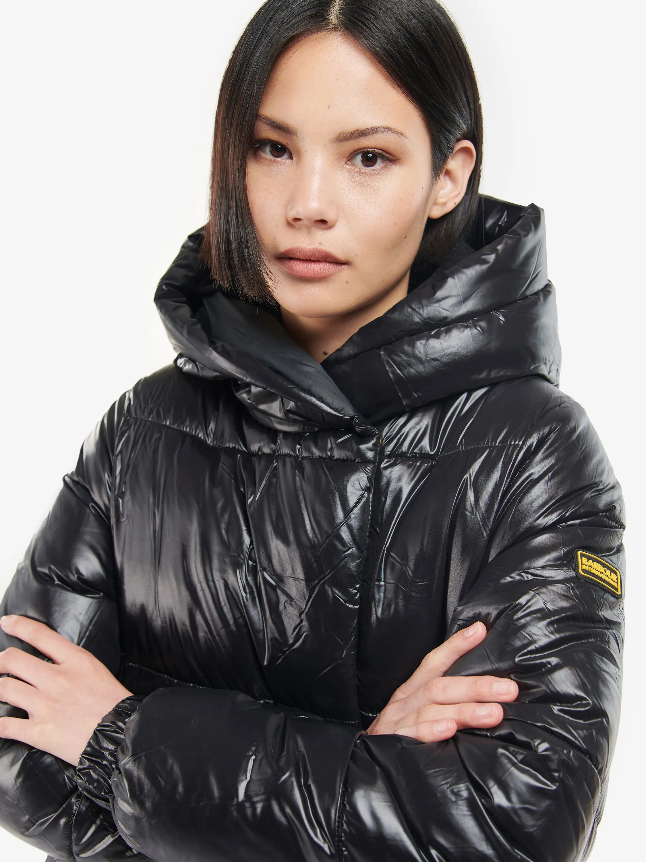 Black Aldea Puffer Coat for Women by Barbour International