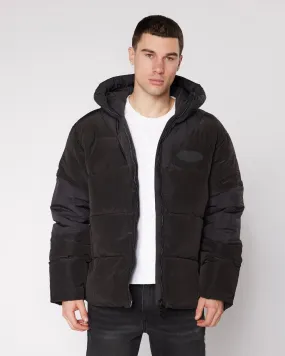 Black Contrast Peak Puffer Jacket