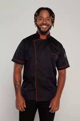 Black Gazi Chef Jacket with Orange Trim and Coolvent