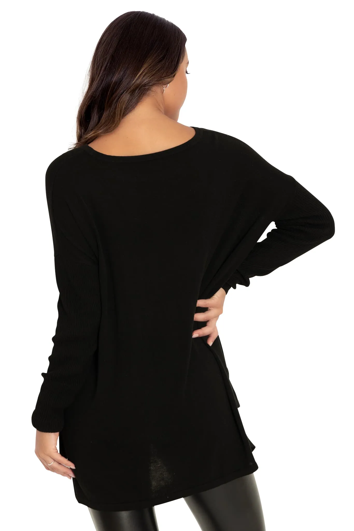 Black High-Low Oversized Sweater Knit