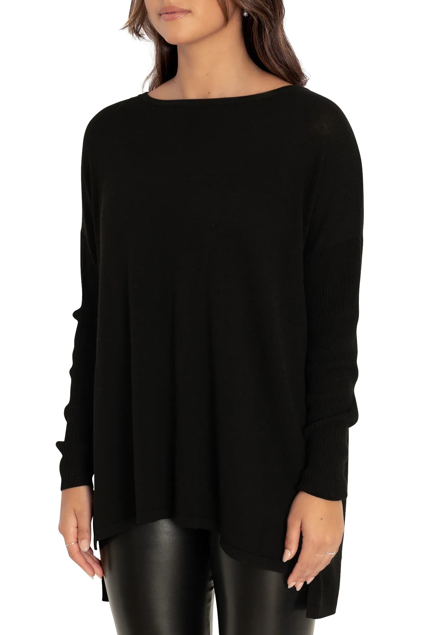 Black High-Low Oversized Sweater Knit