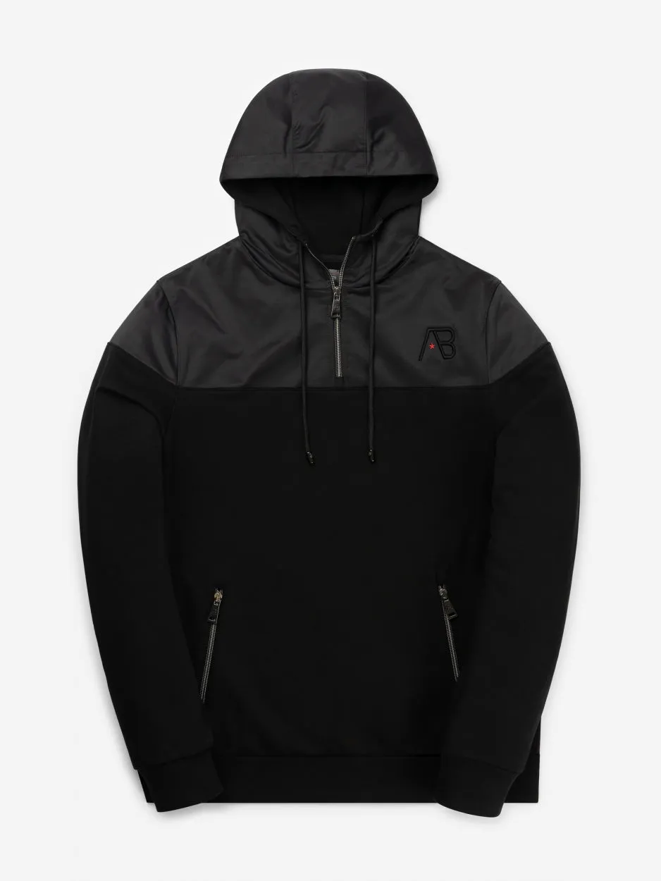 Black Hooded Track Sweater