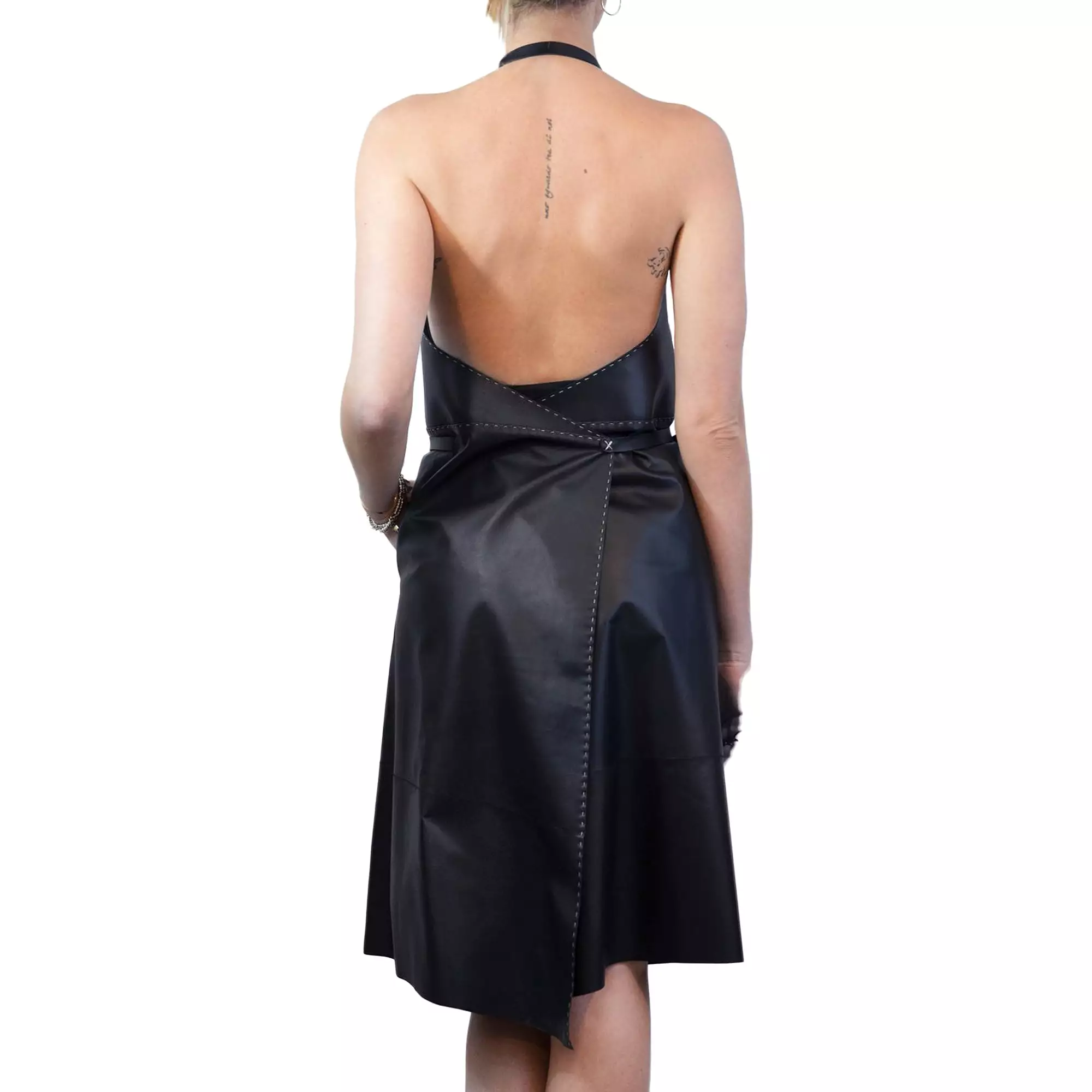 Black Leather Apron Dress