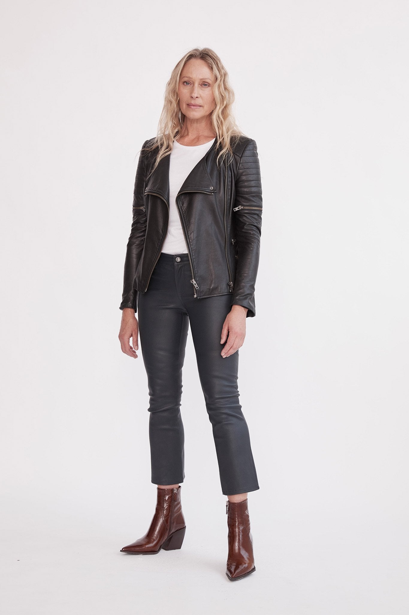 Black leather Greenwich Street motor jacket