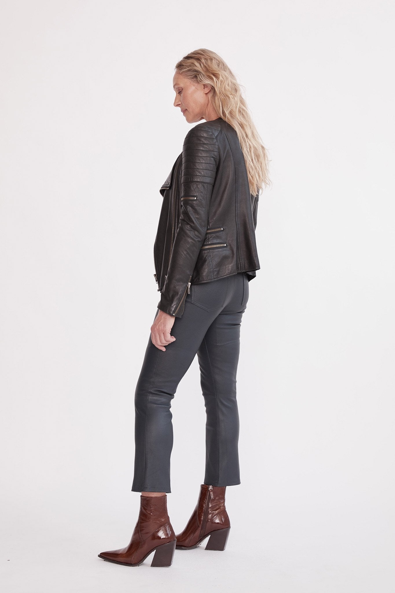 Black leather Greenwich Street motor jacket