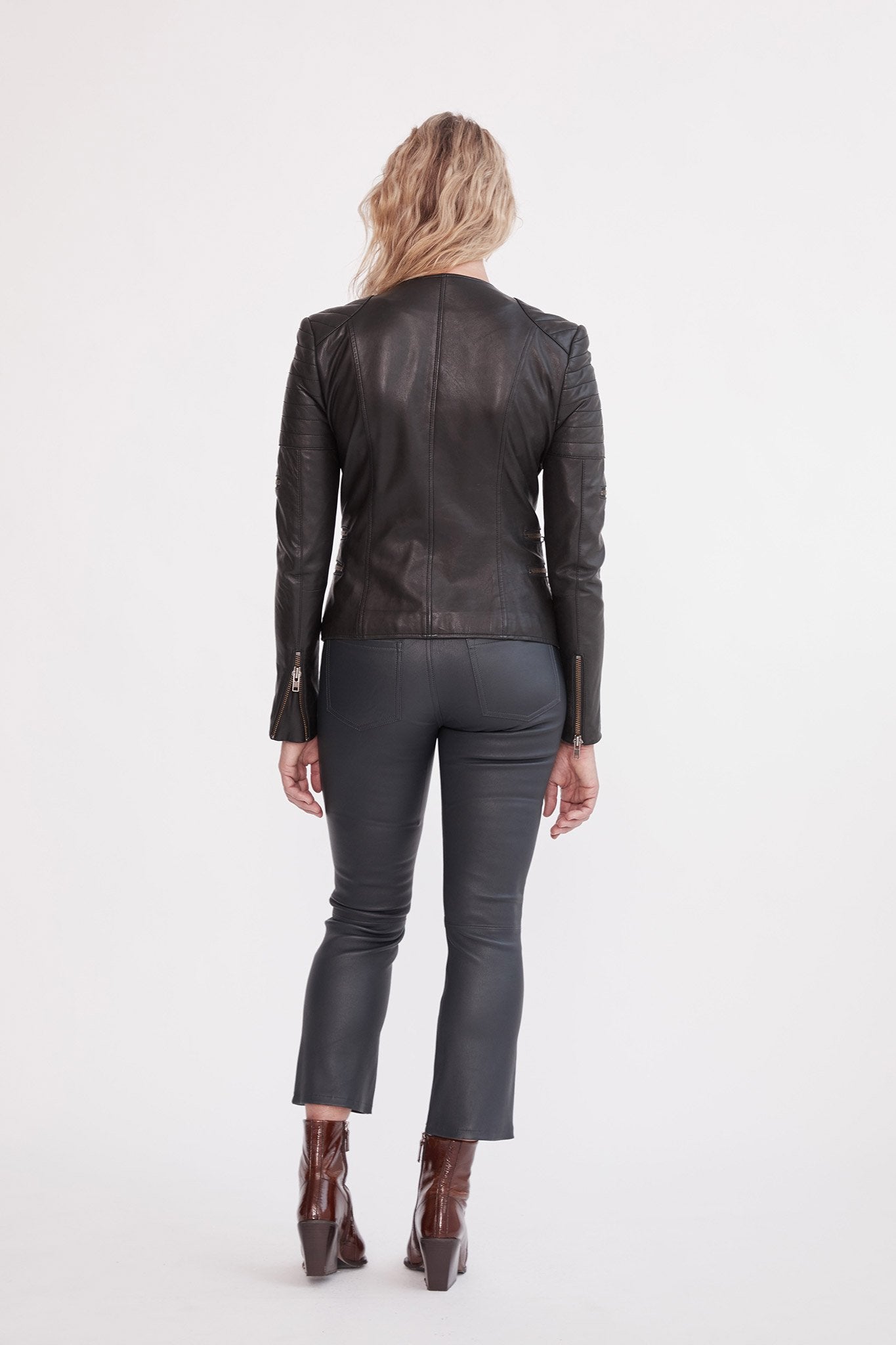 Black leather Greenwich Street motor jacket