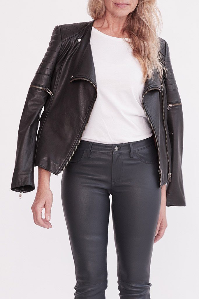 Black leather Greenwich Street motor jacket