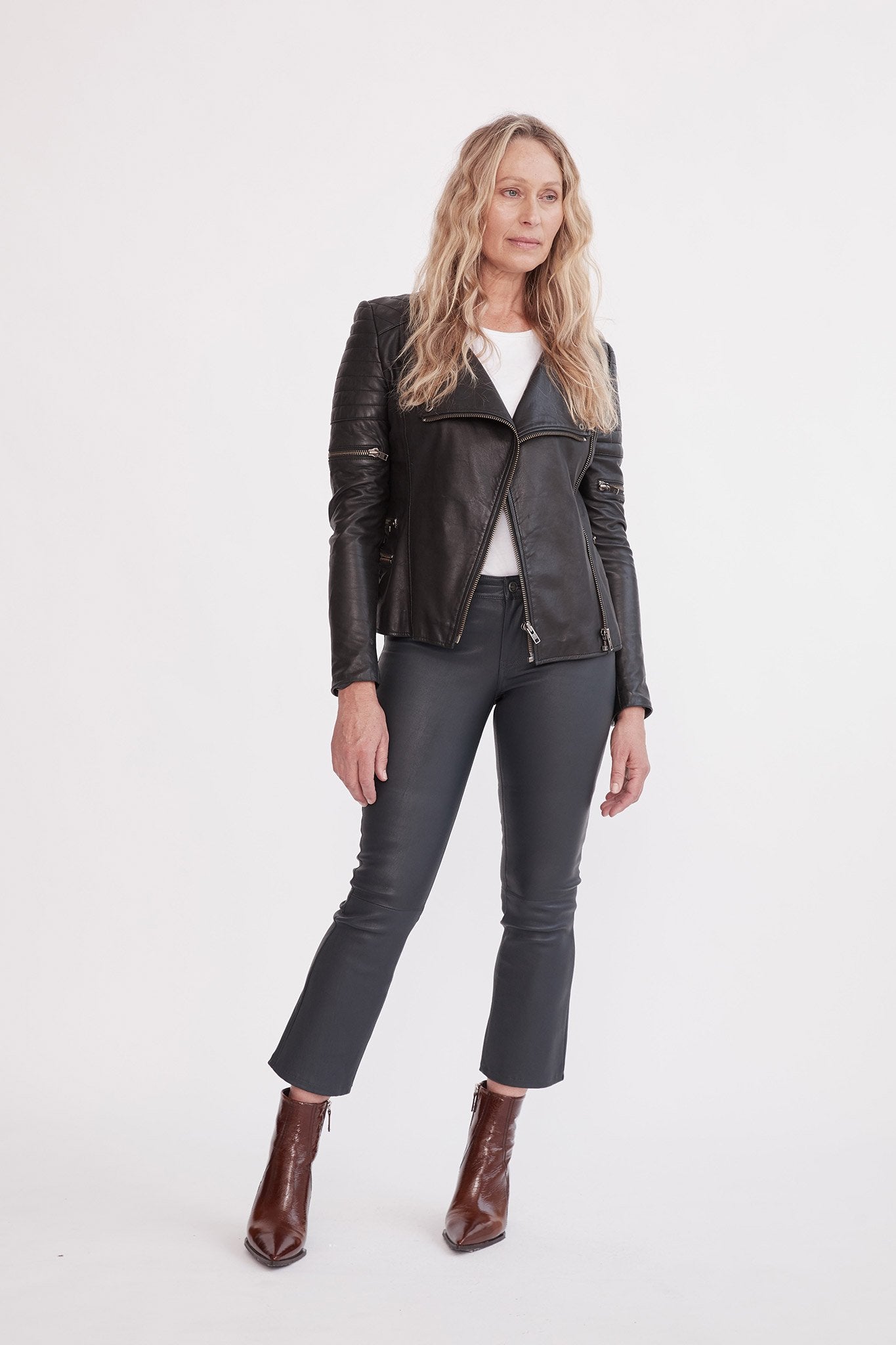 Black leather Greenwich Street motor jacket