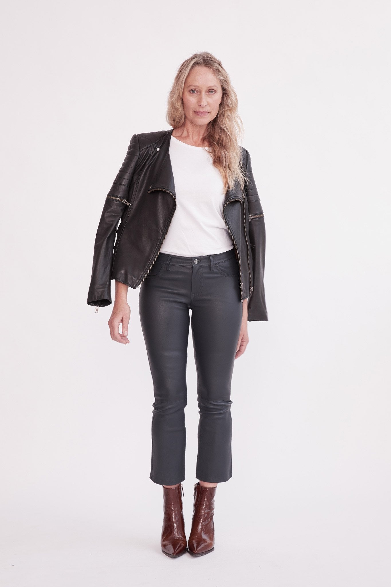 Black leather Greenwich Street motor jacket