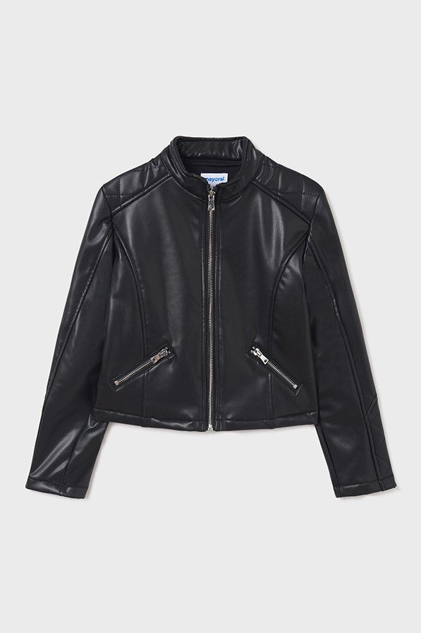 Black leather-look jacket