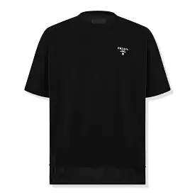 Black Prada Logo Re-Nylon Jersey T-Shirt - Shop Now