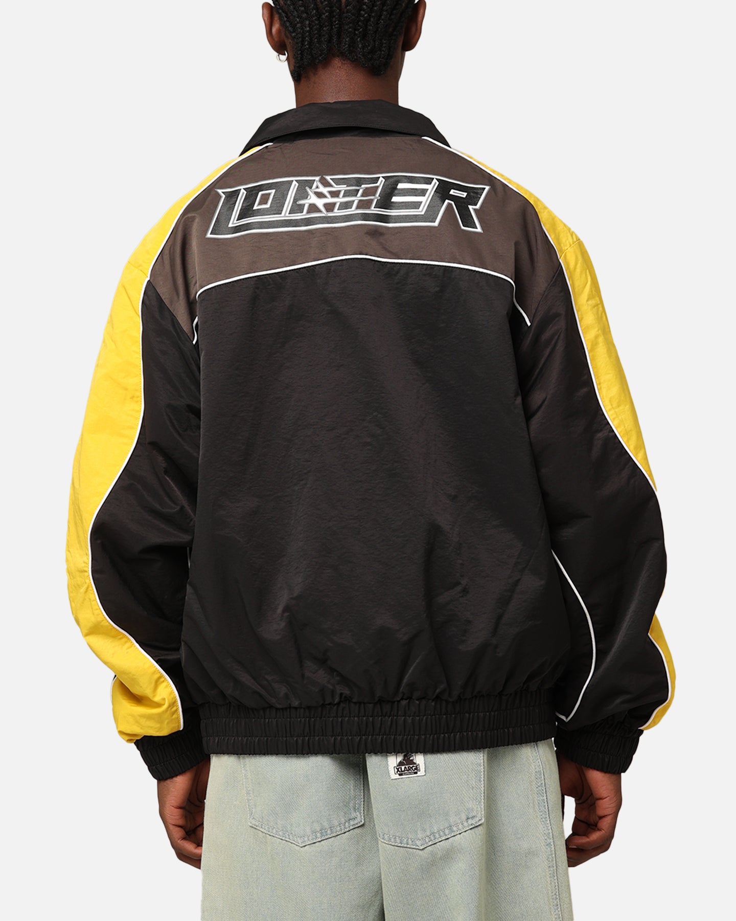 Black/Yellow Track Jacket in Loiter Paradise Design