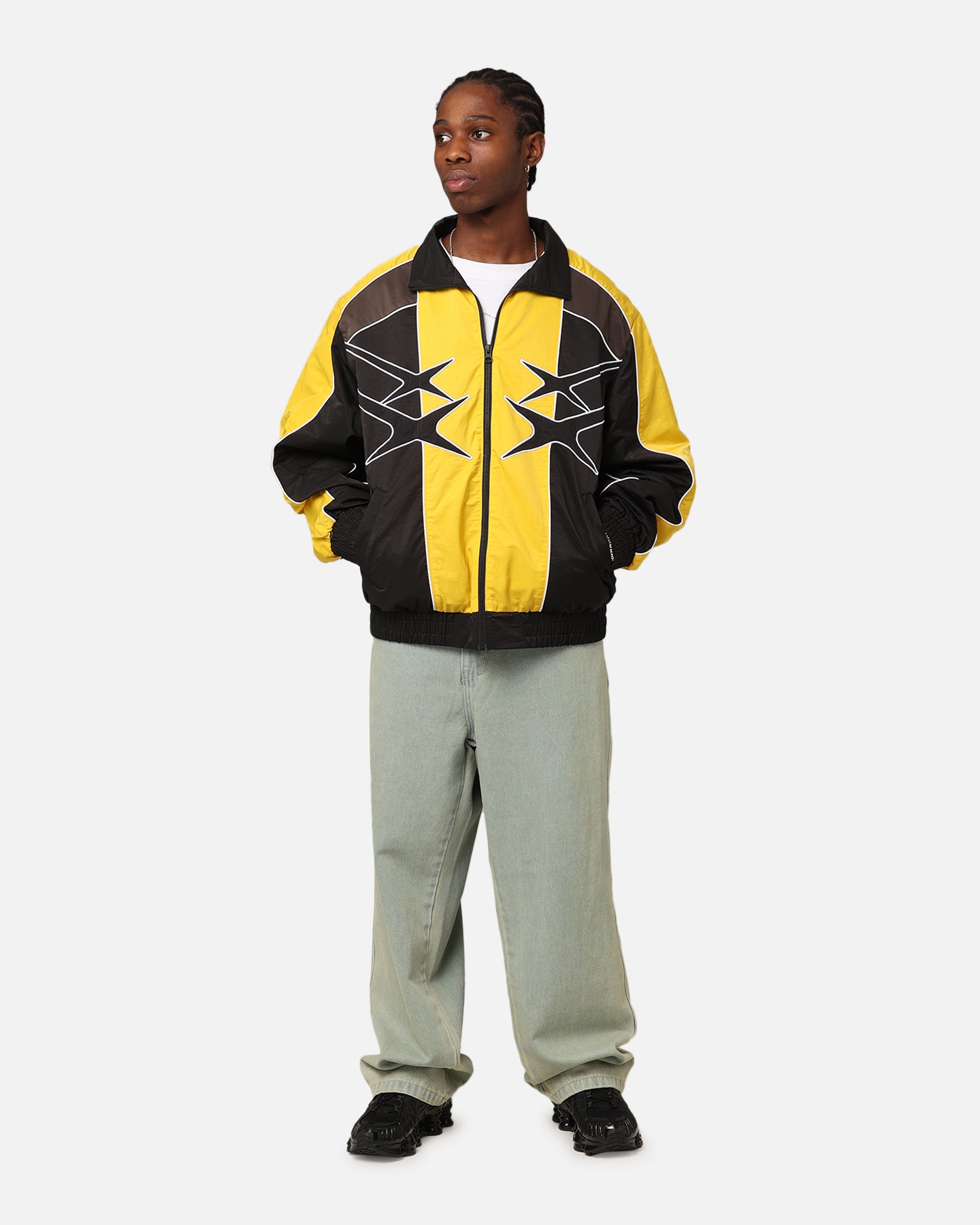 Black/Yellow Track Jacket in Loiter Paradise Design