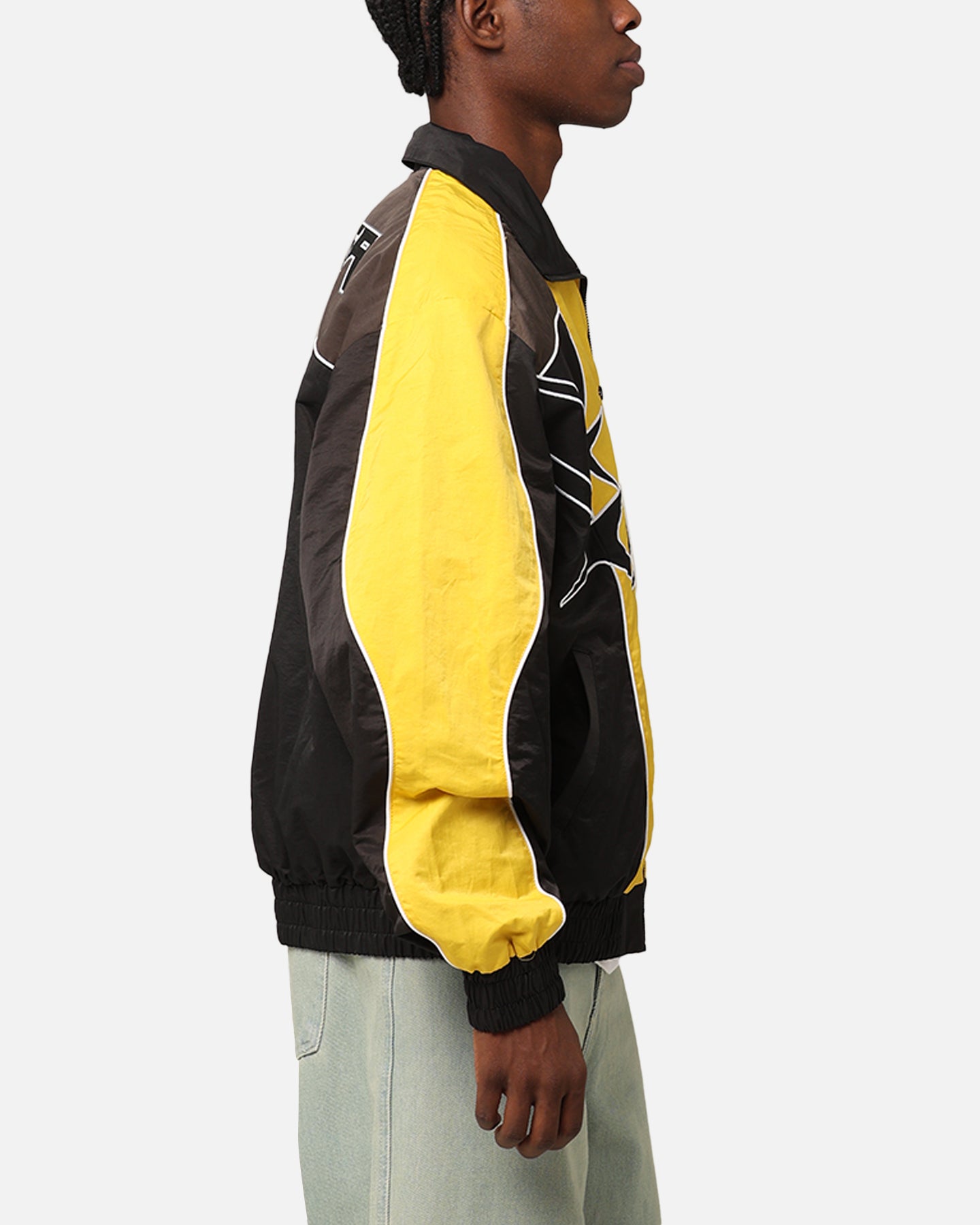 Black/Yellow Track Jacket in Loiter Paradise Design