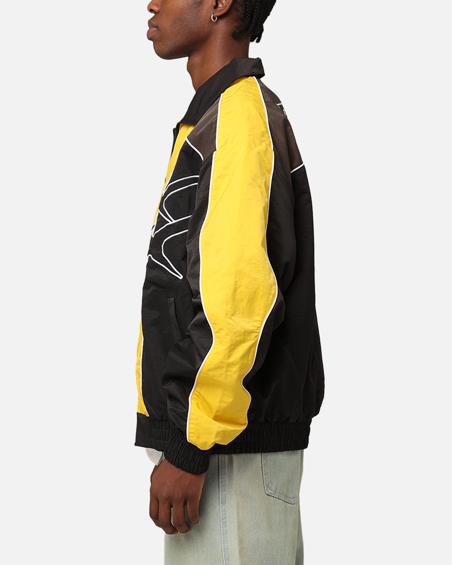 Black/Yellow Track Jacket in Loiter Paradise Design