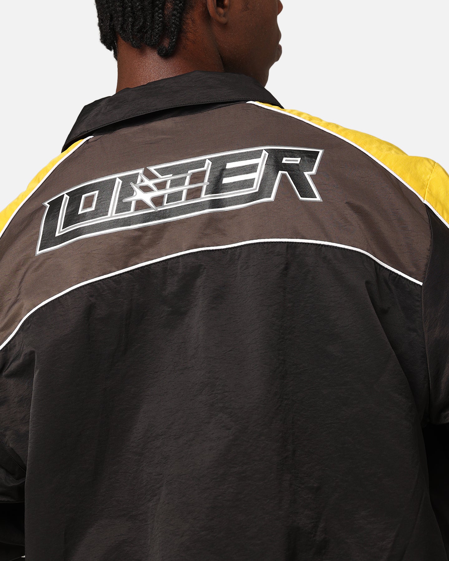 Black/Yellow Track Jacket in Loiter Paradise Design