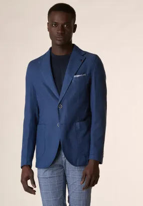 Blue cotton-linen custom fit jacket