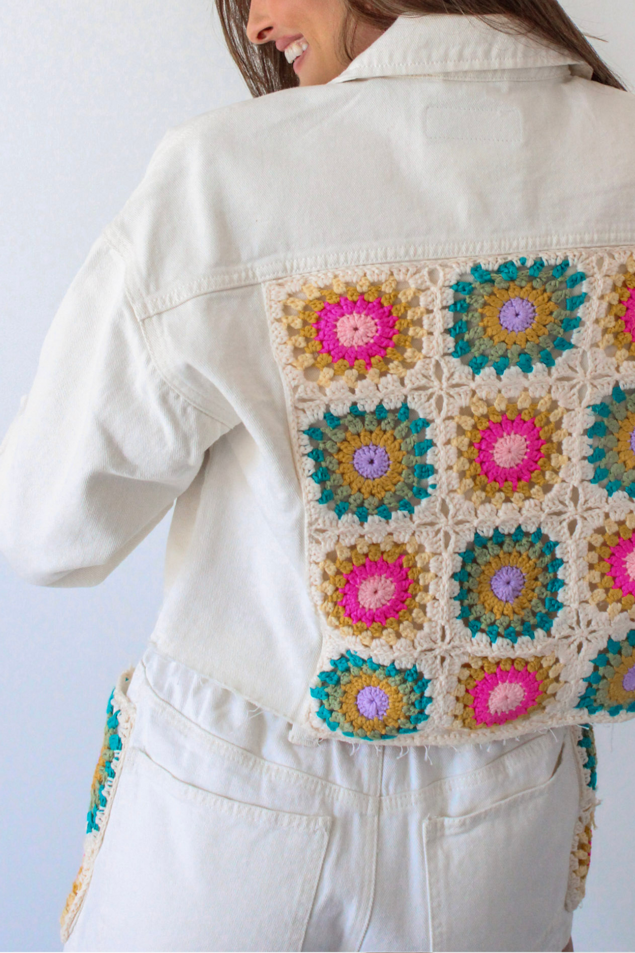 Blue Crocheted Denim Jacket 