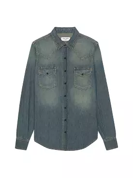 Blue Denim Vintage Western Shirt