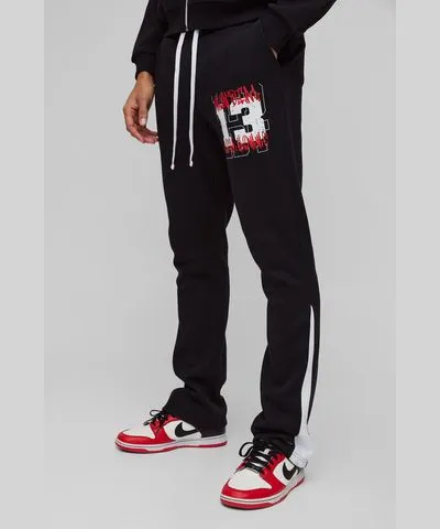 Boohoo Mens Grafitti 13 Varsity Gusset Jogger Slim Fit