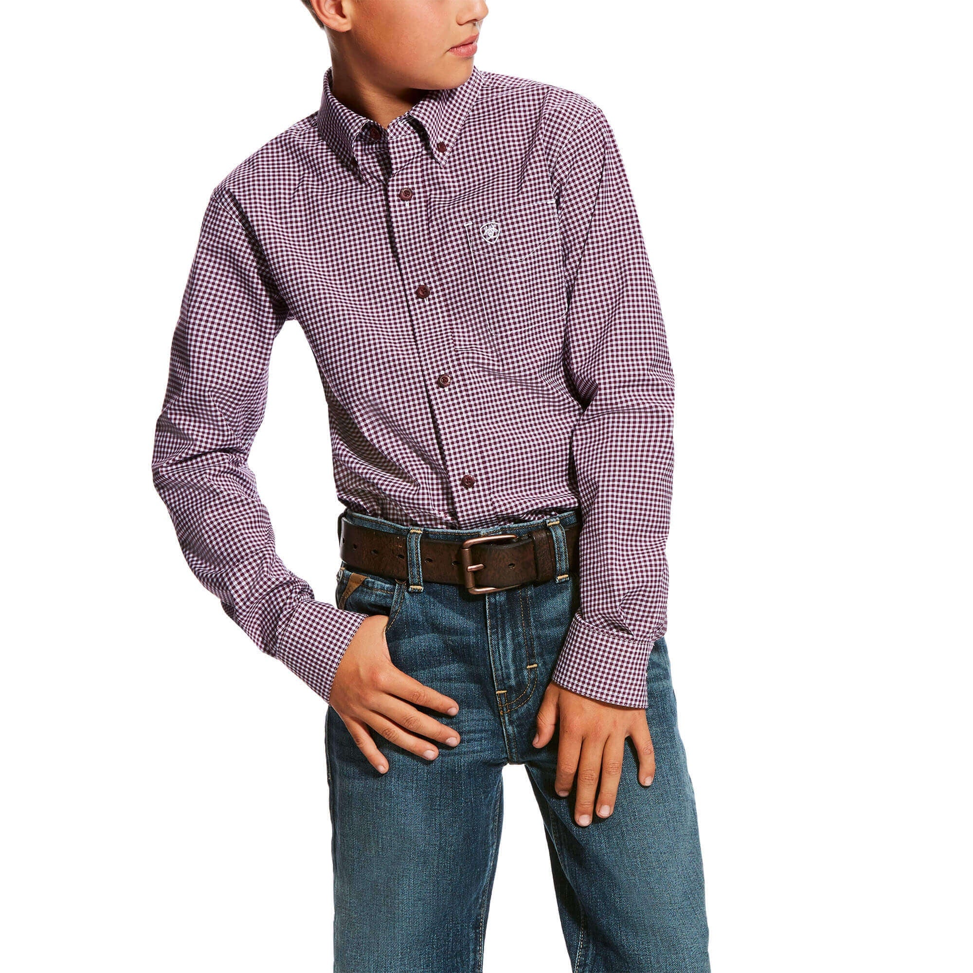 Boys Ariat Purple Dahlia Performance Shirt Long Sleeve