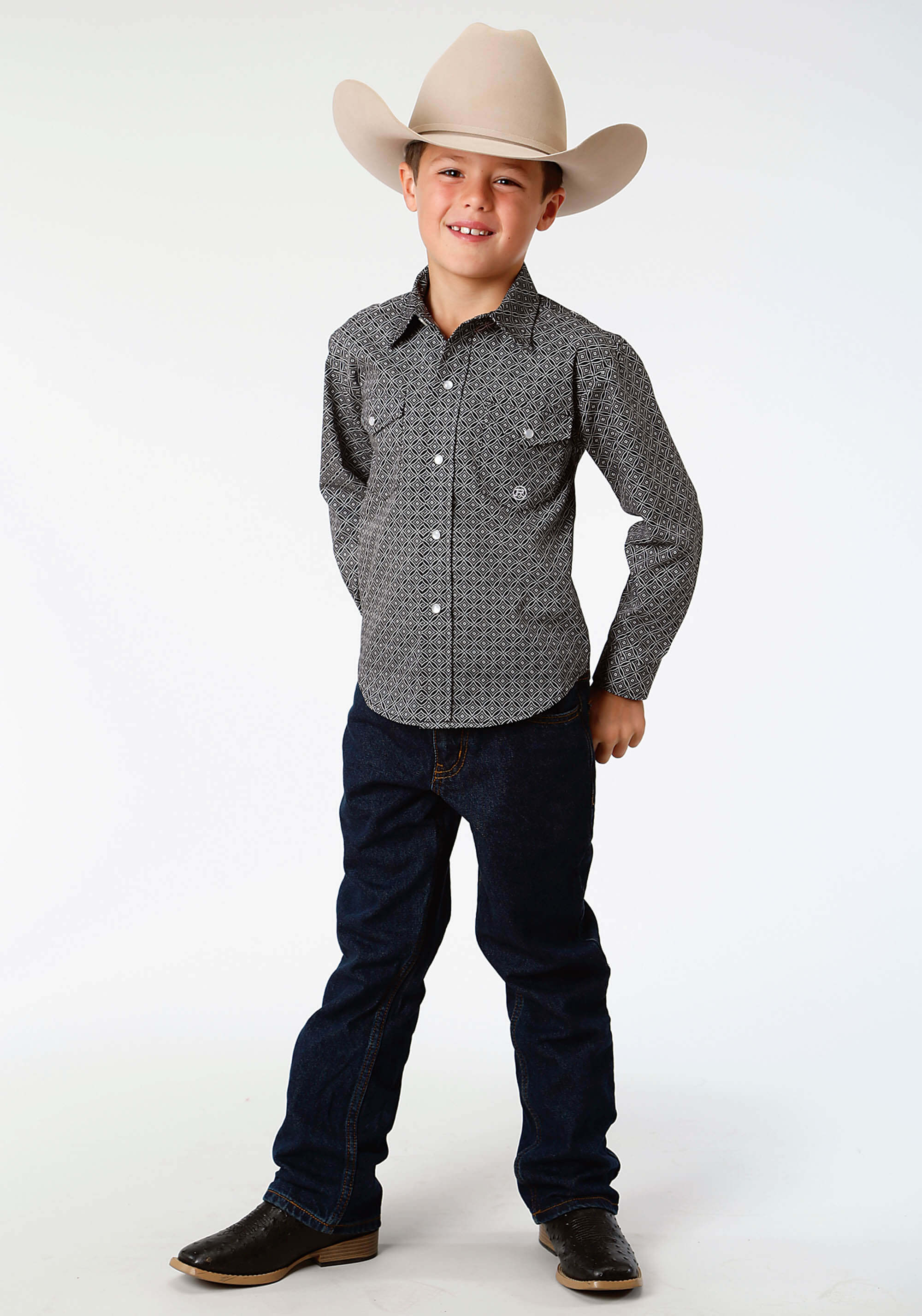 Boys' Long Sleeve Black Roper Amarillo Collection Shirt