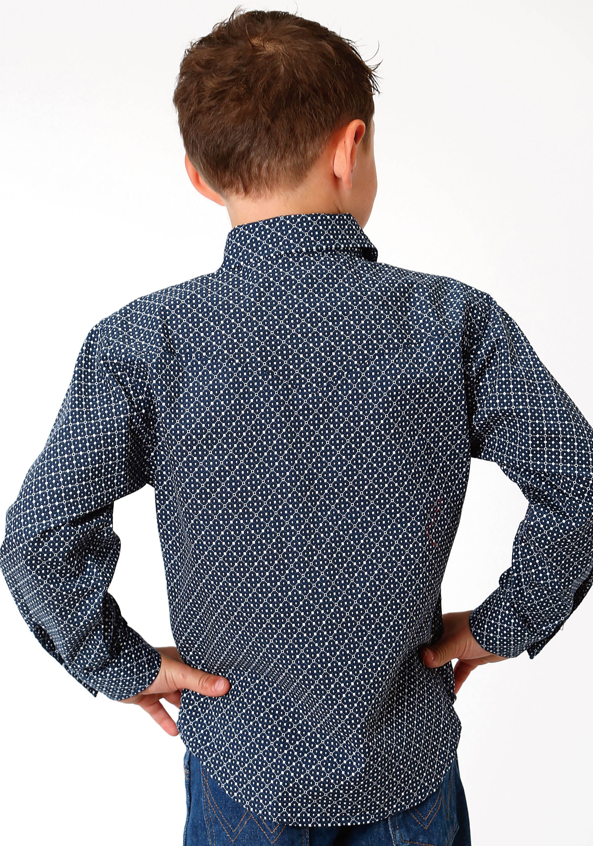 Boy's Roper Blue Long Sleeve Shirt - West Made Collection.