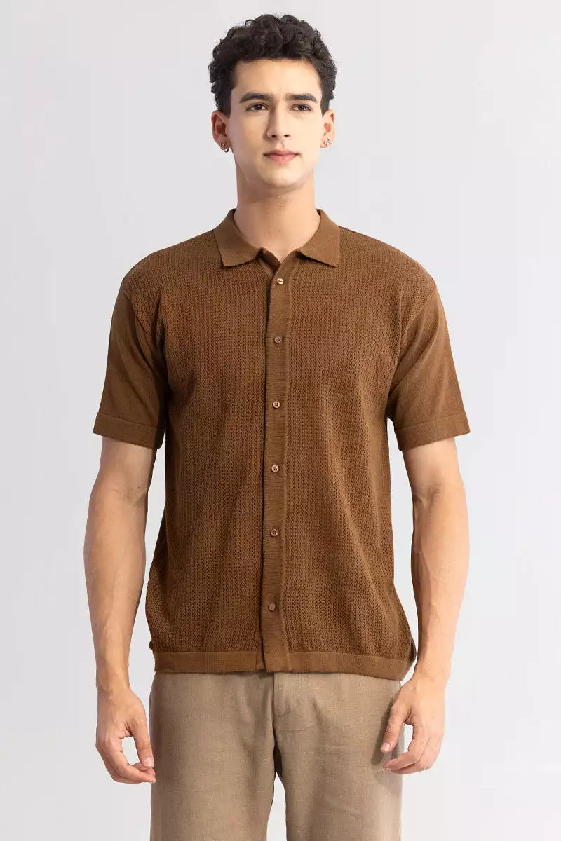 brown knit shirt