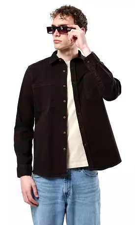 Brown Long Sleeve Shirt with Classic Collar - O175644