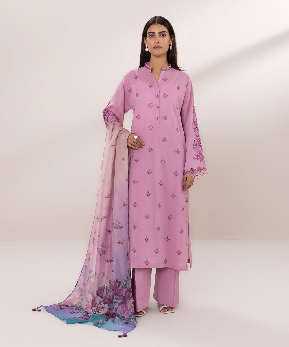 Buy Embroidered Cambric Suit Online - 3 Piece Suit Collection