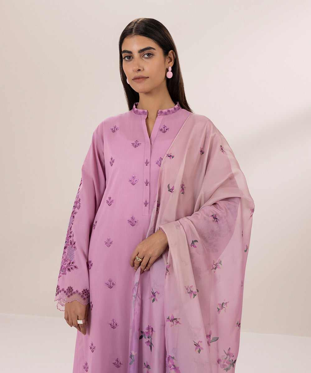 Buy Embroidered Cambric Suit Online - 3 Piece Suit Collection