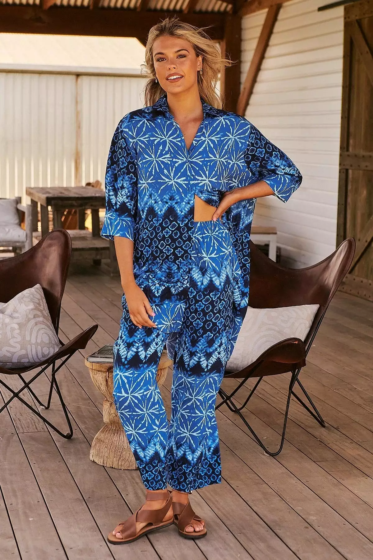 Cabana Shirt Blouse - Tranquil Tides Collection can be rewritten as Tranquil Tides Cabana Shirt Blouse for better Google SEO.