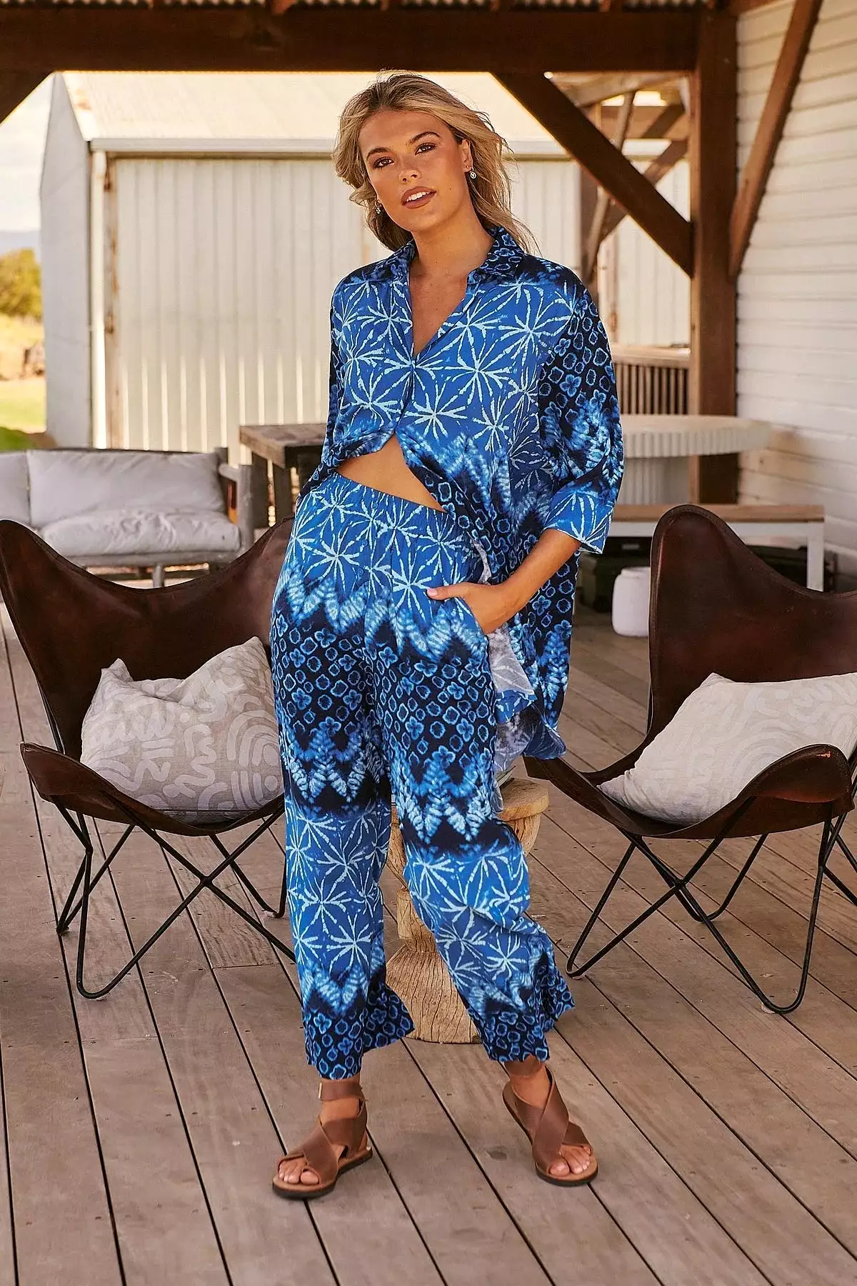 Cabana Shirt Blouse - Tranquil Tides Collection can be rewritten as Tranquil Tides Cabana Shirt Blouse for better Google SEO.