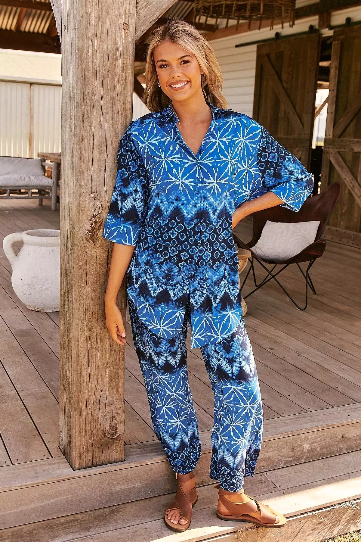 Cabana Shirt Blouse - Tranquil Tides Collection can be rewritten as Tranquil Tides Cabana Shirt Blouse for better Google SEO.