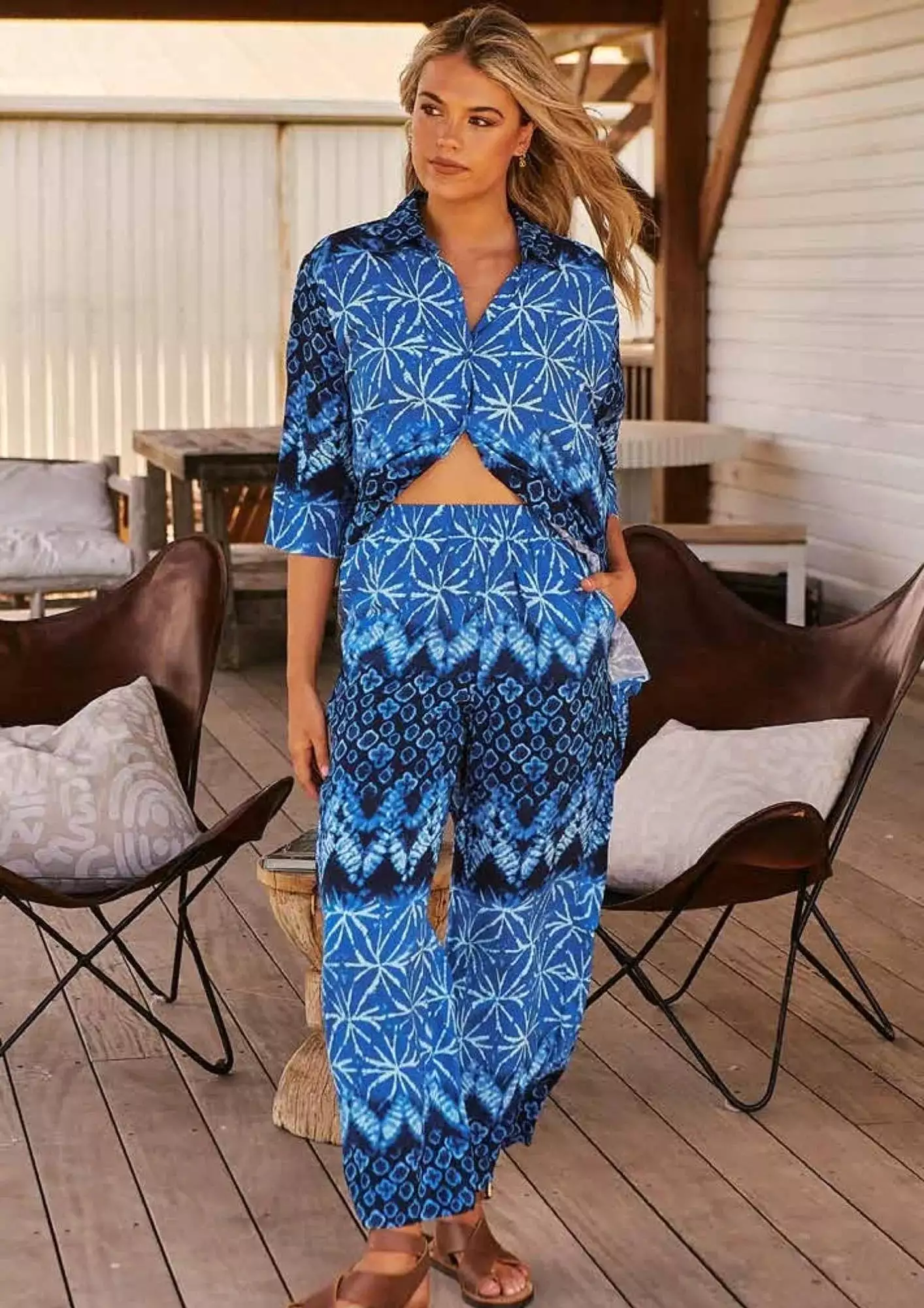 Cabana Shirt Blouse - Tranquil Tides Collection can be rewritten as Tranquil Tides Cabana Shirt Blouse for better Google SEO.