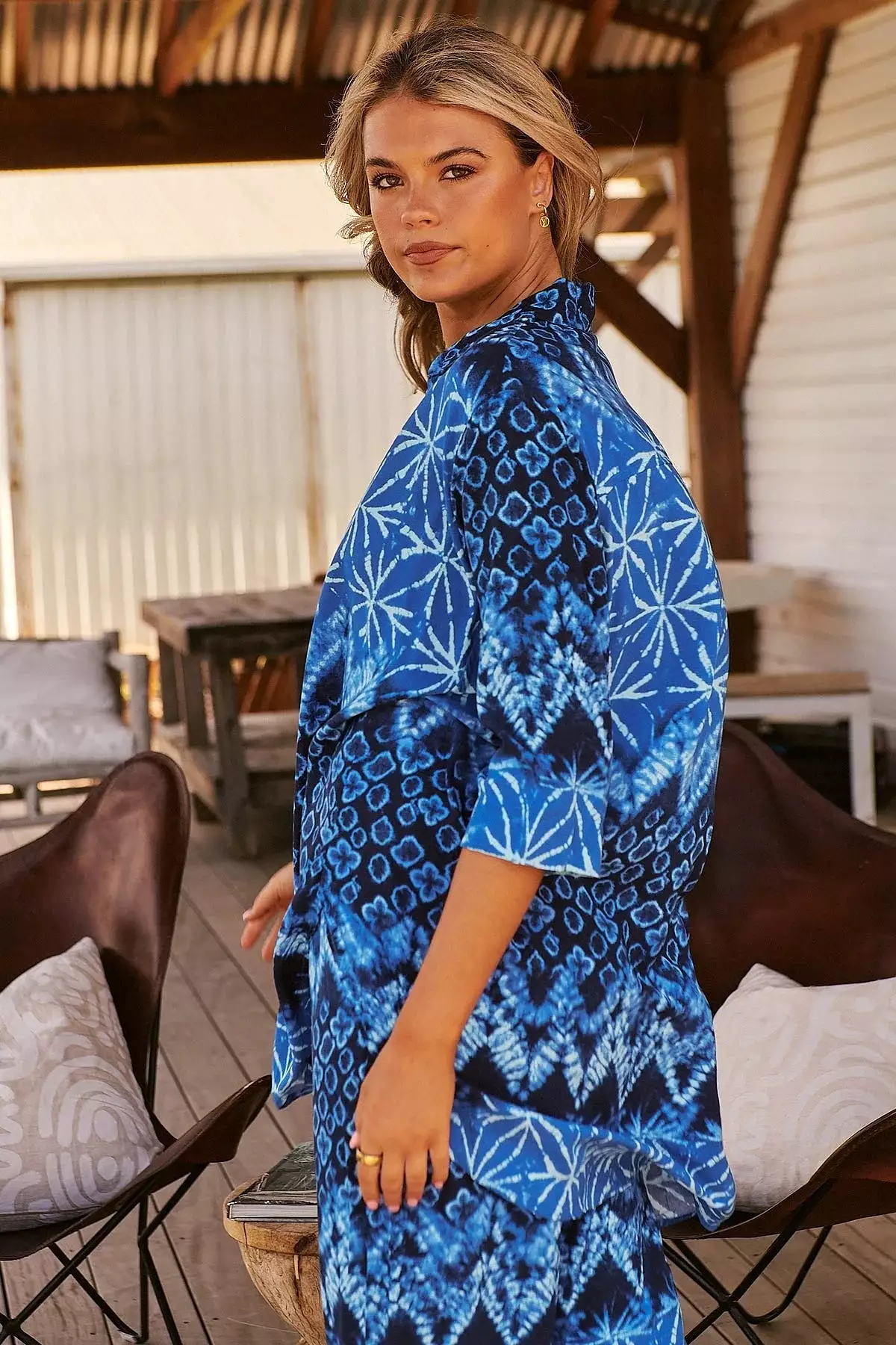 Cabana Shirt Blouse - Tranquil Tides Collection can be rewritten as Tranquil Tides Cabana Shirt Blouse for better Google SEO.