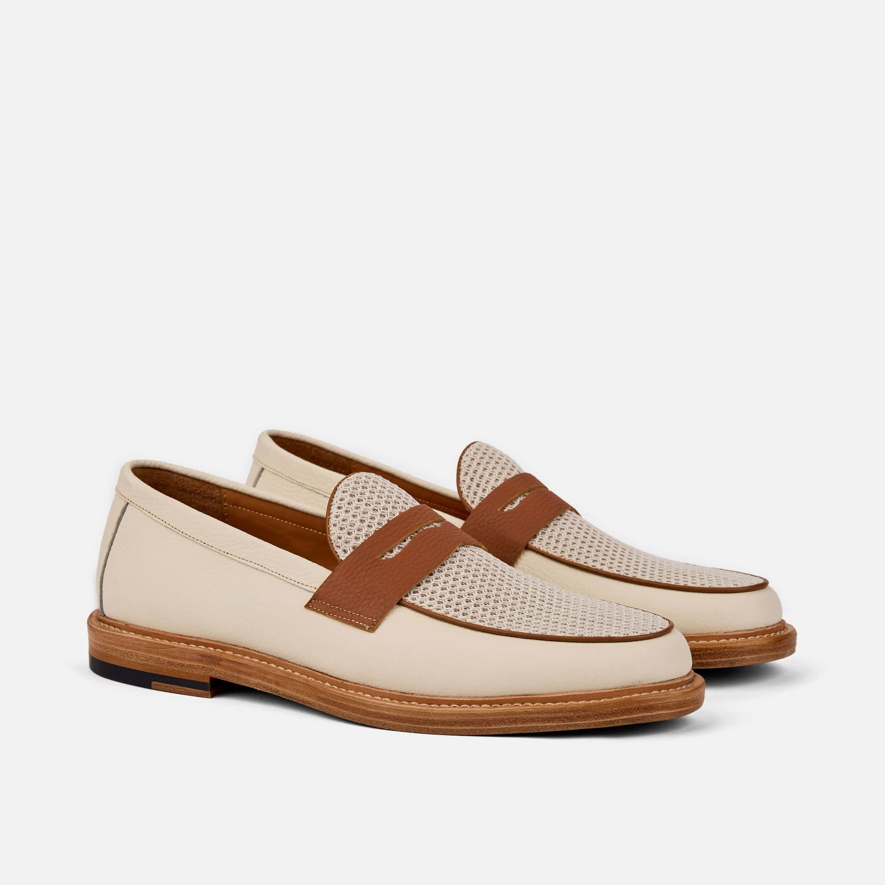 Calum White Leather Penny Loafers - Buy Online at a Great Price!