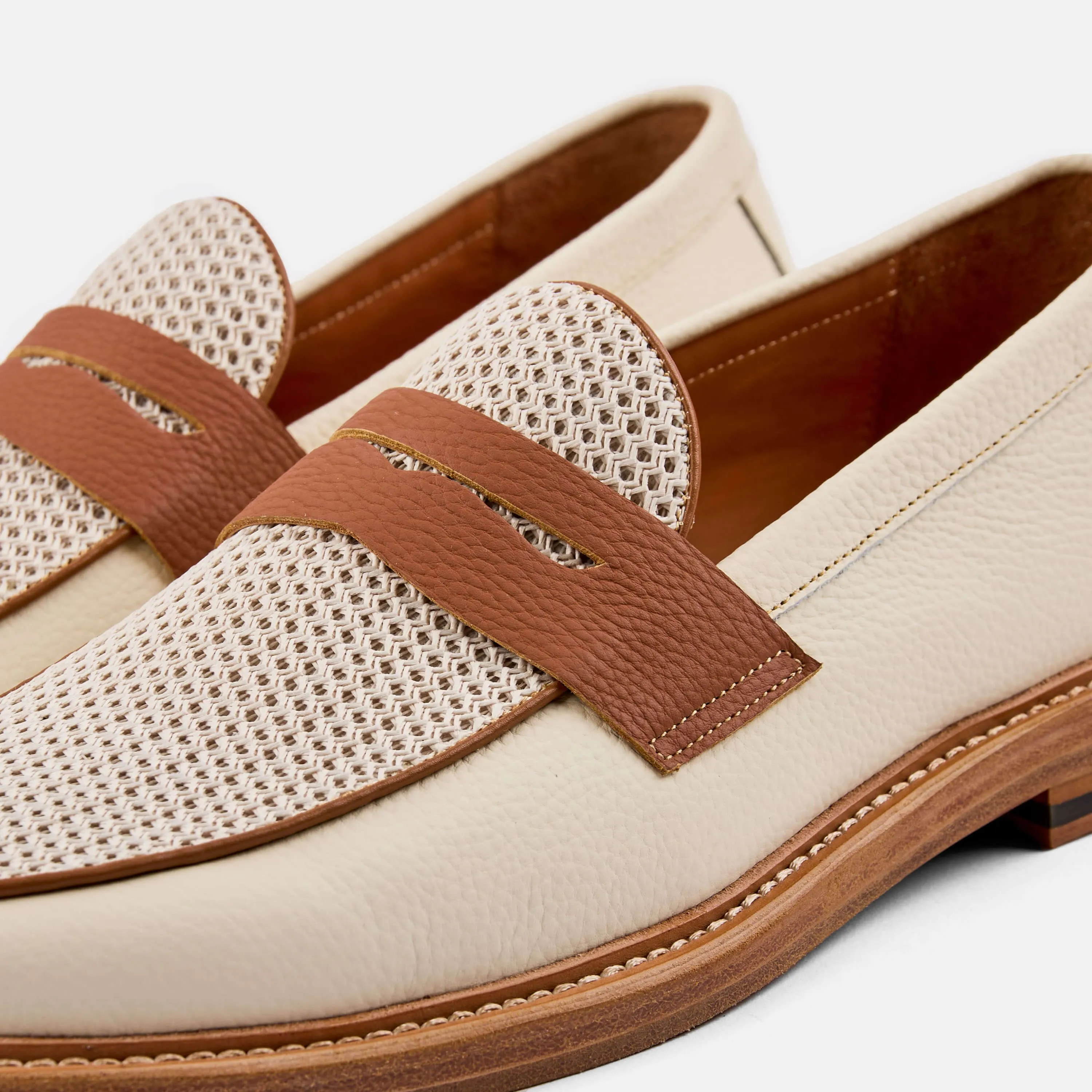 Calum White Leather Penny Loafers - Buy Online at a Great Price!