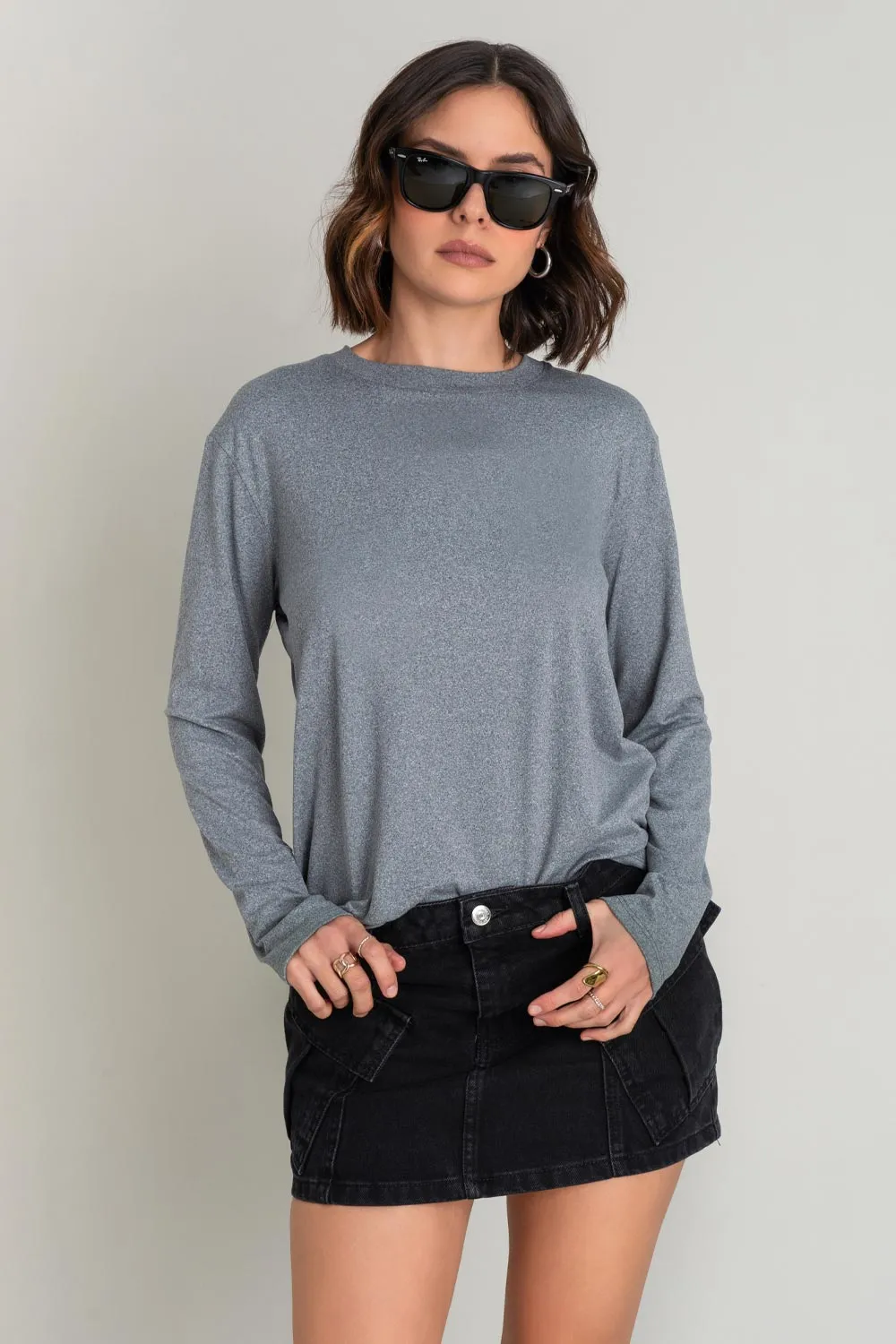 Straight Fit Long Sleeve Basic T-Shirt