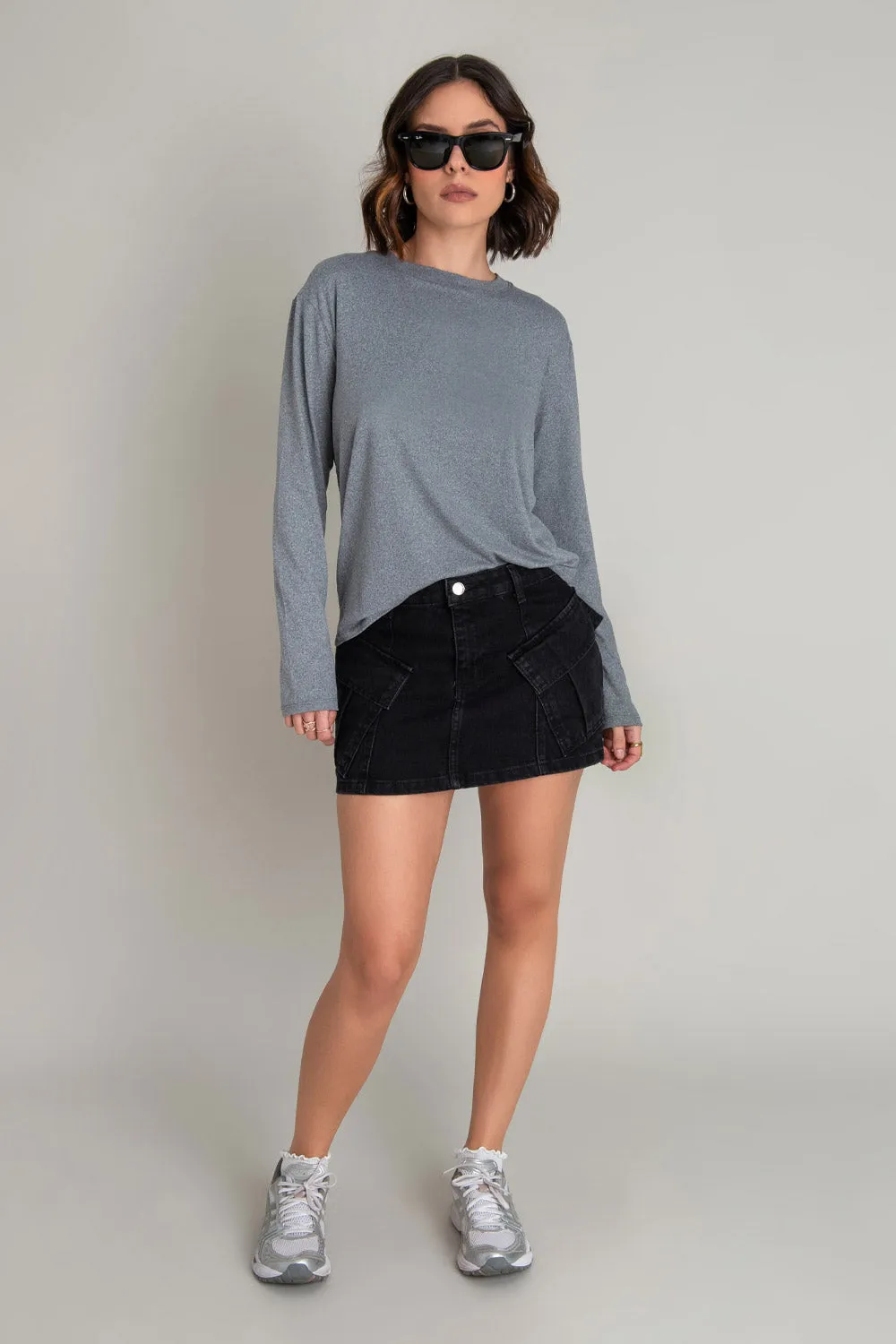 Straight Fit Long Sleeve Basic T-Shirt