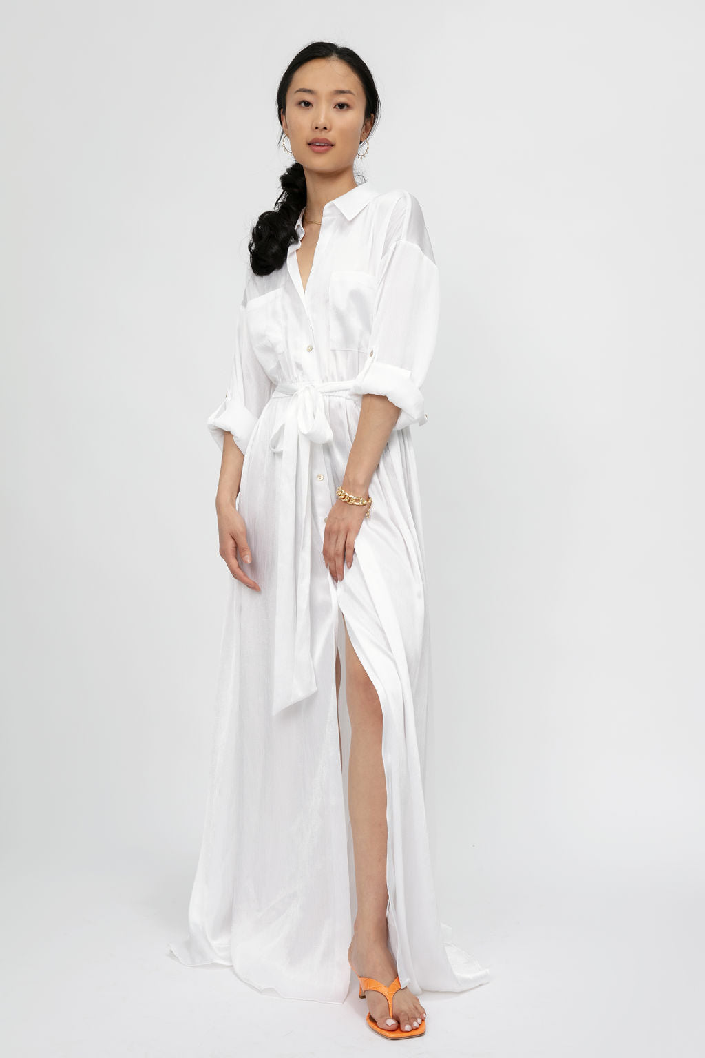 Cammi Long Shirt Dress - White