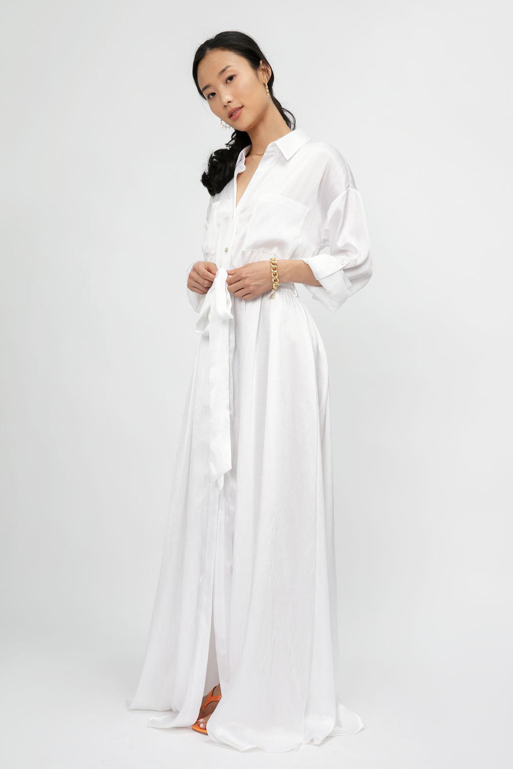 Cammi Long Shirt Dress - White