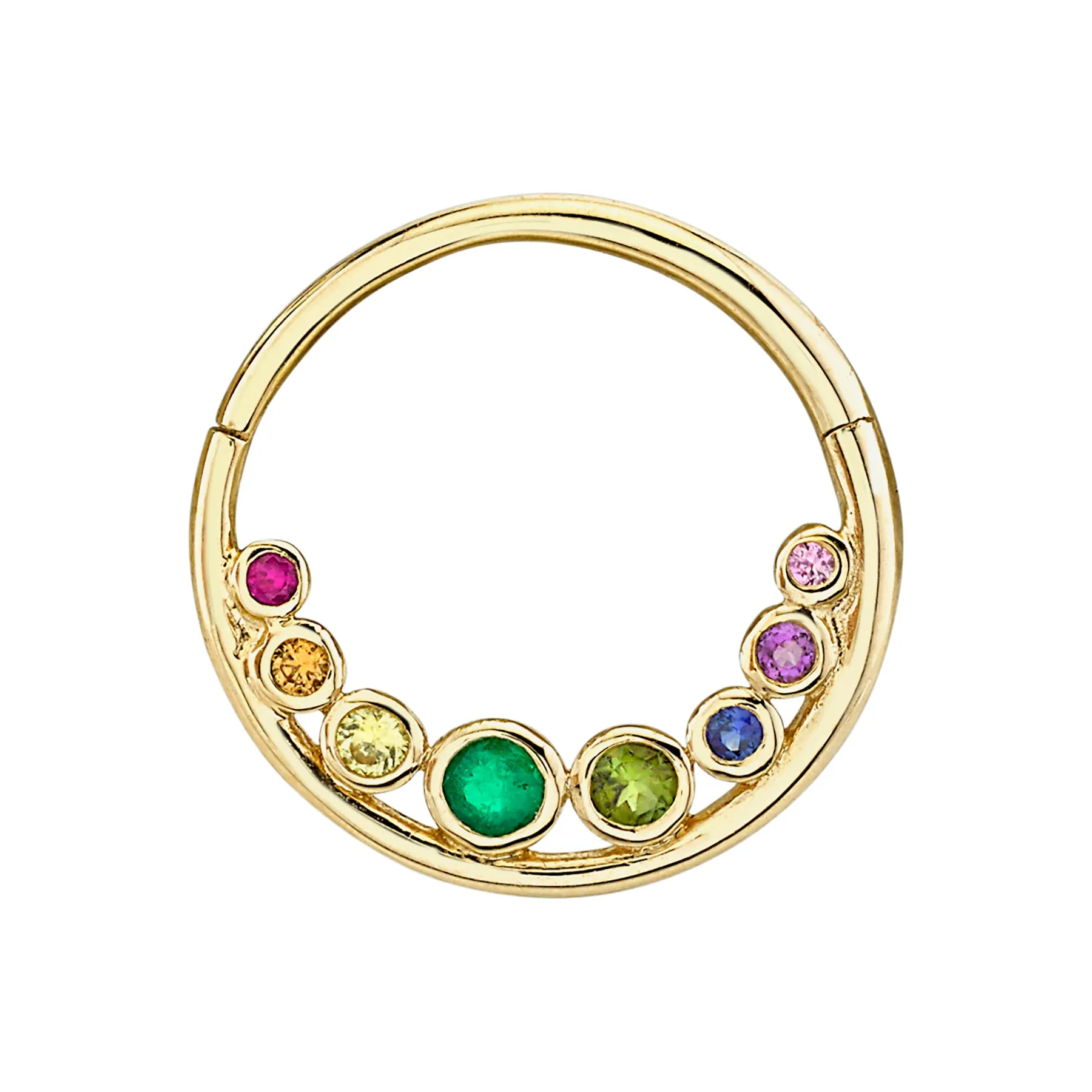 Cascade Seamless Hoop Rainbow 14k Yellow Gold