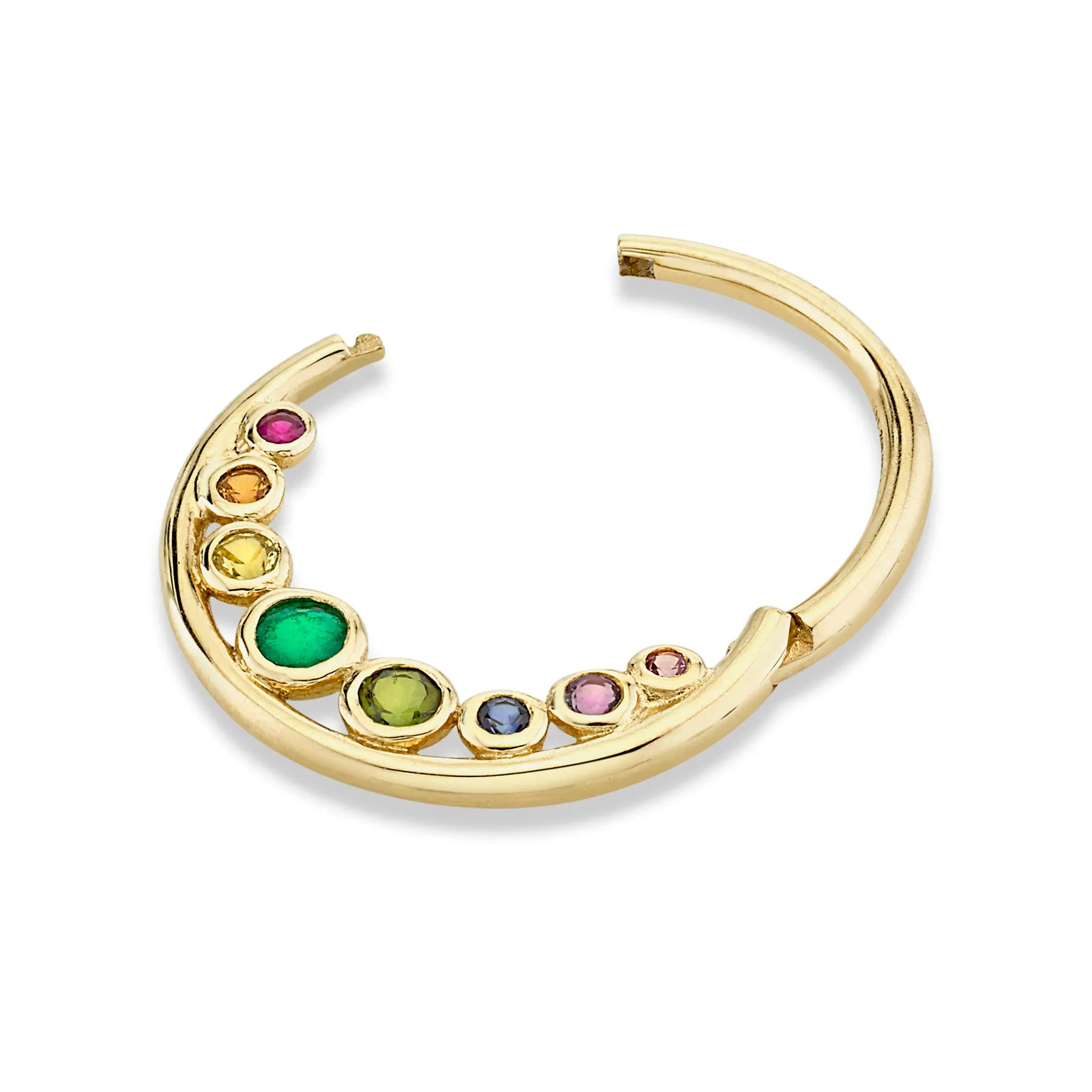 Cascade Seamless Hoop Rainbow 14k Yellow Gold