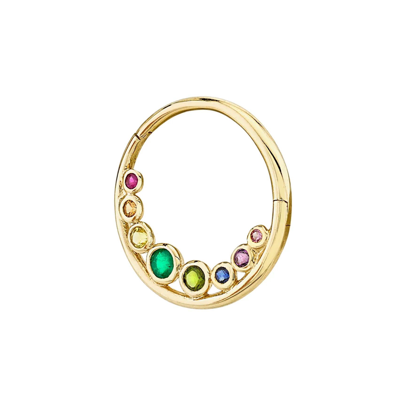 Cascade Seamless Hoop Rainbow 14k Yellow Gold