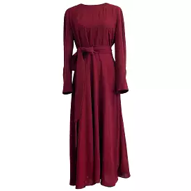 Cefinn Cranberry Maxi Dress - Flared, Belted - Size L