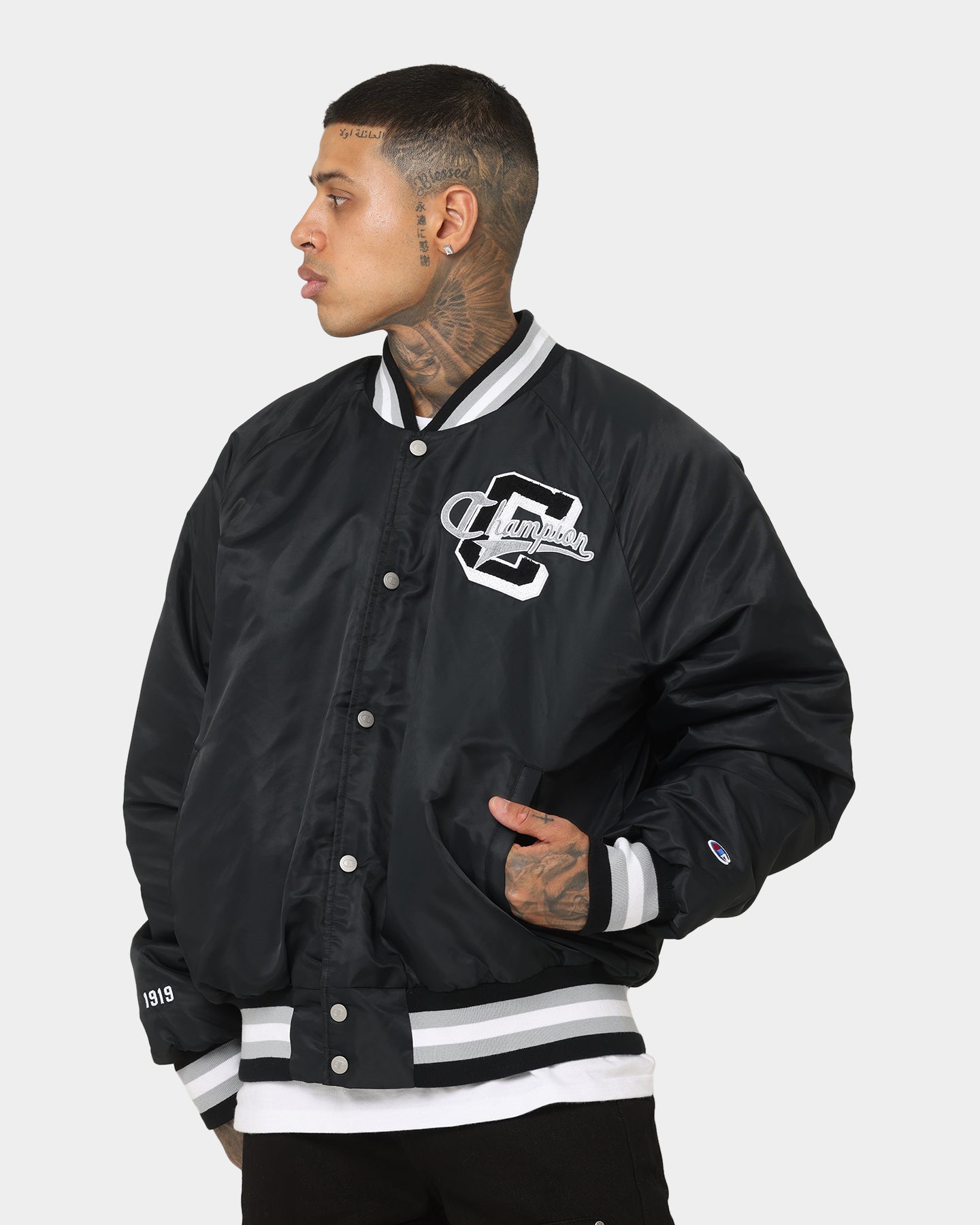 Champion Black Letterman Jacket