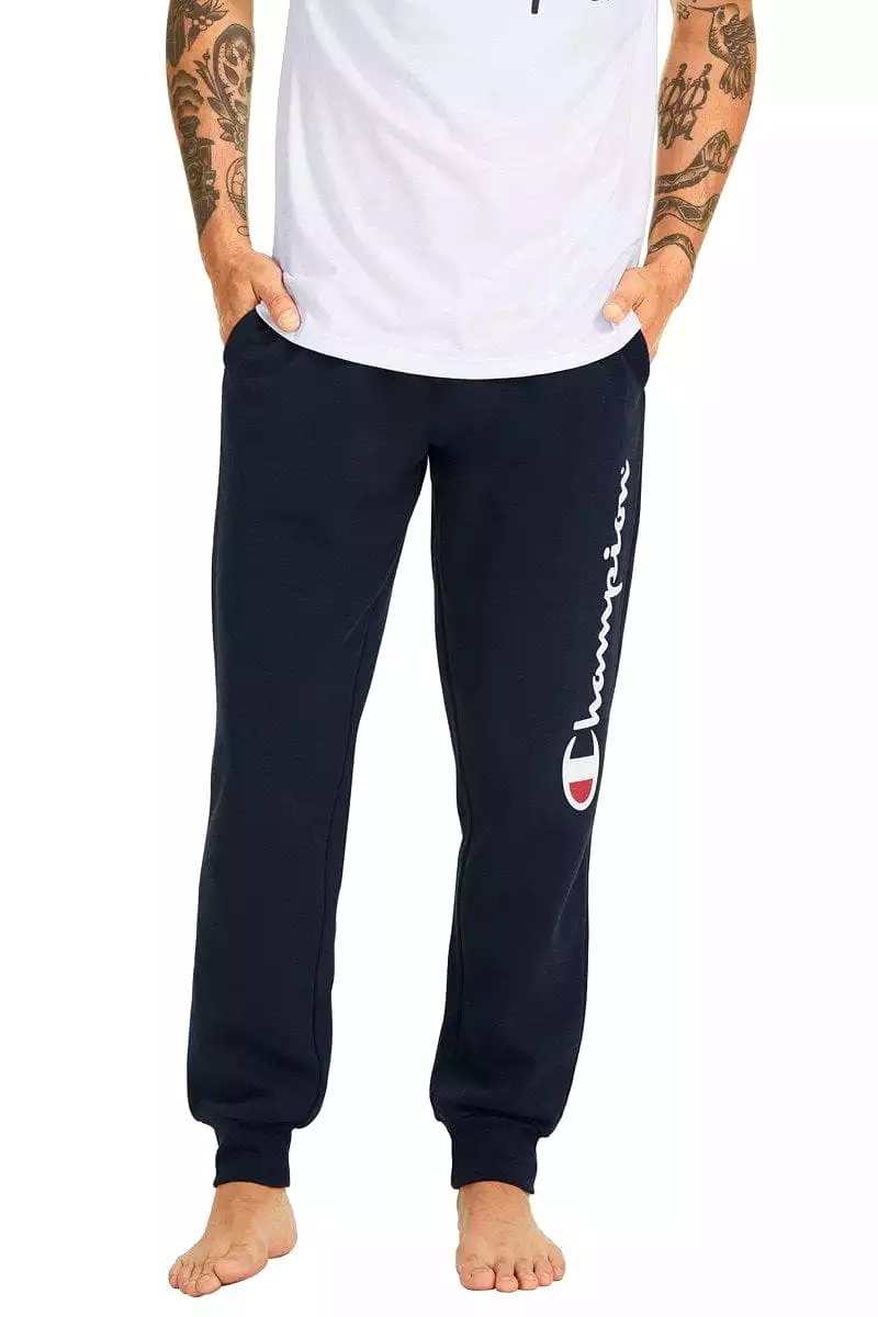 Champion Men's Navy Script Cuff Trackpants